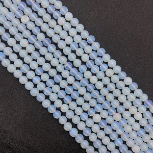 Perle tonde in opale naturale lucido per la creazione di collane gioielli DIY