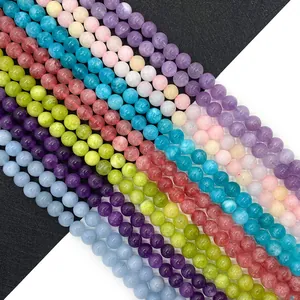 Perle Sciolte Tonde in Pietra Naturale per la Creazione di Gioielli DIY Ametista Larimar Peridoto Perle a Sfera Lucidate Accessori