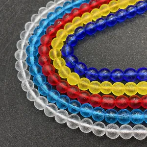 Macro shot of colorful matte frosted natural stone beads for DIY jewelry making and necklaces