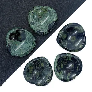 Pierre de Souci Naturelle en Jaspe Kambaba Forme de Cœur Pierre de Pouce Polie pour la Fabrication de Bijoux DIY Pierre de Paume Cristal de Guérison Décoration de Maison