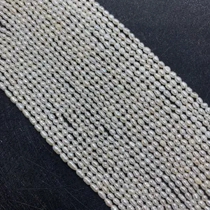 Perles d'eau douce naturelles 3-4mm forme de riz irrégulière pour création de bijoux DIY