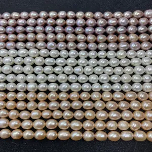 Perles d'eau douce naturelles blanches, lilas et dorées pour création de bijoux DIY
