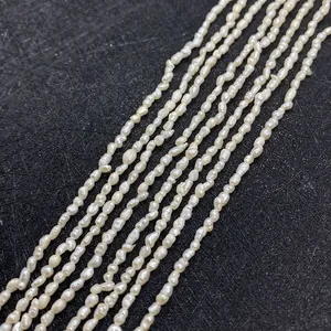 Natural white freshwater pearl beads 2-3mm irregular rice shape for DIY jewelry making
