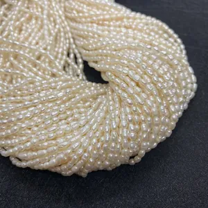 Perles de riz naturelles d'eau douce blanches 3-4mm pour la création de bijoux DIY