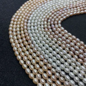 Detail of natural freshwater rice pearls in white, champagne, and lavender hues