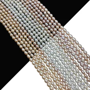 Natural Freshwater Pearl Beads Rice Shape Grade Loose Beads For DIY Jewelry Making Necklaces Bracelets Earrings White Pink Champagne