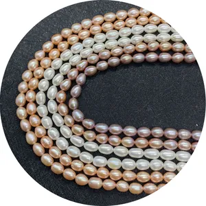 AAA grade natural freshwater rice pearls in white pink and purple for DIY jewelry making