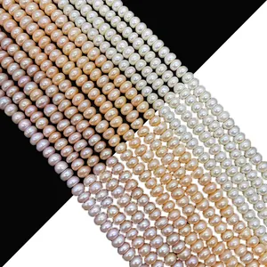 Natural Freshwater Pearl Loose Beads AA Grade Smooth Round Flat Strands For DIY Necklace Bracelet Jewelry Making Women Accessory