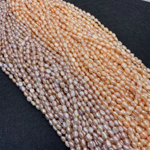 Perlas naturales de agua dulce melocotón y lavanda en forma ovalada para joyas DIY