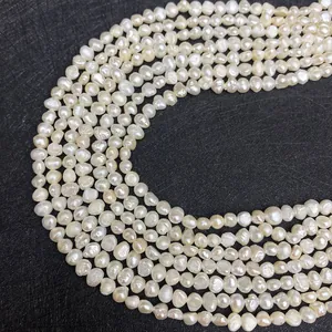 Baroque natural freshwater pearl strands with white iridescent glow for DIY jewelry making