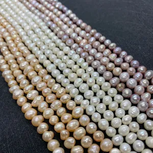 Natural freshwater pearl beads in mixed white pink and purple for DIY jewelry making