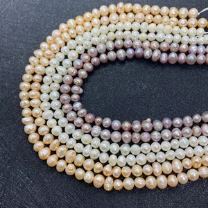 Natural freshwater pearl strands in white pink and purple for DIY jewelry making