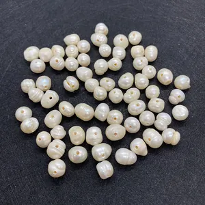 Perle d'acqua dolce bianche irregolari con fori grandi per la creazione di gioielli fai da te