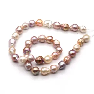 Natural mixed color baroque pearls strand 9-10mm with metallic luster for jewelry DIY