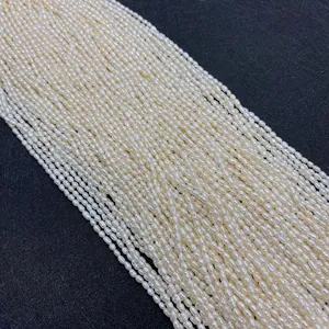 Natürliche 2-3 mm weiße Süßwasser-Reisperlen für DIY-Schmuckherstellungszubehör