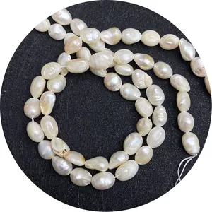 Strang mit 7-8 mm unregelmäßigen natürlichen Süßwasserperlen für DIY-Schmuck