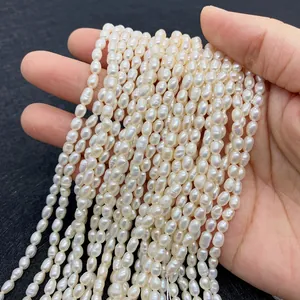 Rangs de perles d'eau douce blanches en forme de riz pour création de bijoux DIY