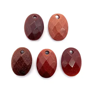 Faceted oval goldstone pendants with 13x18mm dimensions for DIY jewelry making