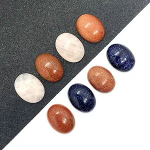 Natural Stone Oval Cabochon Rose Quartz Blue Gold Sandstone For Jewelry Making DIY Handcraft Ring Face Accessory
