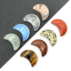 Perles en Pierre Naturelle Forme Croissant Pour Fabrication Bijoux DIY Oeil de Tigre Jaspe Dalmate Accessoires Pierre