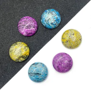 Pierre Agate Crazy Naturelle Cabochon Rond Perles de Pierres Précieuses Dos Plat Pour Fabrication de Bijoux DIY Bague Pendentif