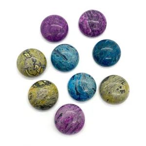 Lot de 9 pierres rondes de 19 mm en agate naturelle colorée aux textures uniques