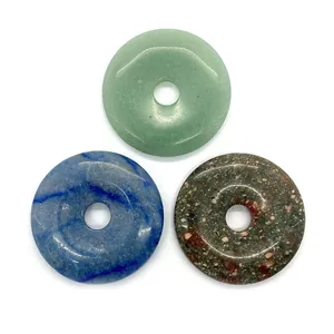 Green aventurine and blue sodalite 50mm donut shaped natural stone pendants