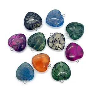 Set van 10 hartvormige drakenader agaat hangers in diverse kleuren voor DIY sieraden maken