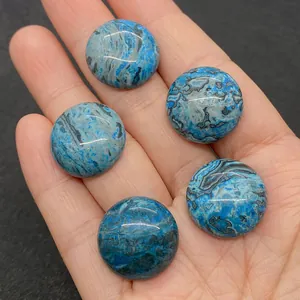 Set mit fünf polierten 19-mm-Blaustein-Cabochons mit einzigartigen Marmormustern
