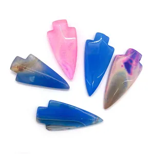Punte di freccia in agata naturale 22x48mm blu e rosa per la creazione di gioielli fai da te