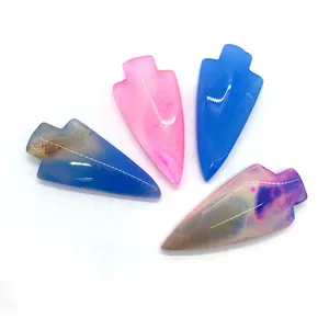 Set di quattro ciondoli a freccia in agata lucida in rosa, blu e colori misti per gioielli fai-da-te