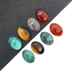 Natural Stone Oval Cabochon For DIY Jewelry Making Polished Agate Malachite Flatback Gemstone Ring Inlay Jewelry Making