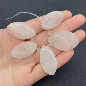 Natuurlijke rozenkwarts marquise hangers set met kralen voor het maken van DIY sieraden