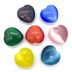 Pierres oeil de chat en forme de cœur de 30mm pour la création de bijoux DIY