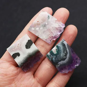 Détails de pendentifs en améthyste naturelle avec bords en cristal et pré-percés