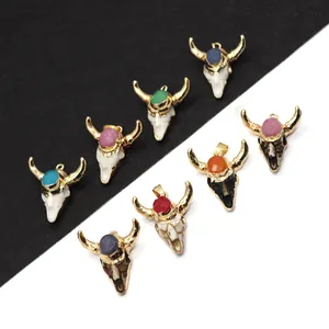 Ciondolo Teschio di Toro in Resina Lega Pietra Artificiale Stile Tribale Bohémien Accessori per Gioielli Fai da Te Toro