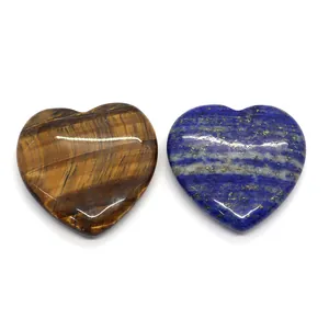 Perles en forme de cœur de 40mm en œil de tigre et lapis-lazuli naturels pour bijoux