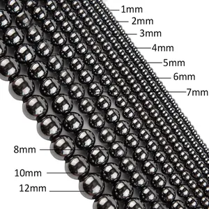 Perles rondes en hématite polie de 2mm à 12mm pour la création de bijoux DIY chic