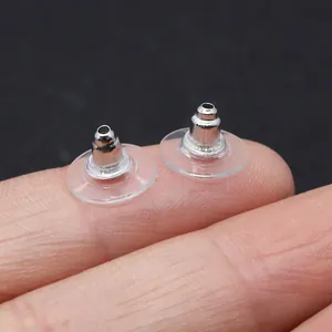 Chiusure per orecchini universali da 12mm in metallo argento e plastica per confronto taglie