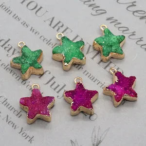 Sternförmige Druzy-Anhänger mit Vergoldung für handgefertigte DIY-Schmuckaccessoires