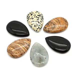Pendentifs en pierres naturelles en forme de goutte avec trou pour bijoux DIY