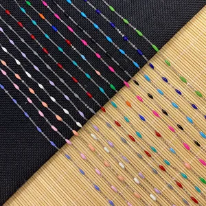 Stainless Steel Enamel Colorful Rice Beads Chain For DIY Jewelry Making Necklace Bracelet Findings Jewelry Accessories