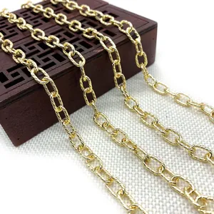 Golden oval textured twist chain roll for DIY jewelry making and necklace crafting