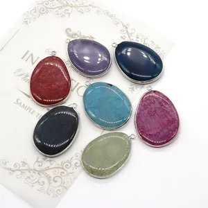 Druppelvormige agaat hangers met zilveren rand voor DIY sieraden maken