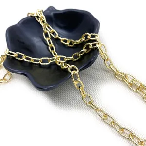 Golden copper twist chain with 6x10mm oval links and wave texture for DIY jewelry making