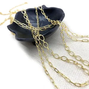 Golden copper twisted link and paperclip chains for DIY jewelry making accessories