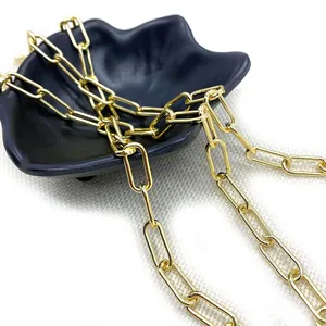 Goldene Kupfer-Büroklammer-Kette 8x13mm ovale Glieder für DIY-Halsketten-Schmuck