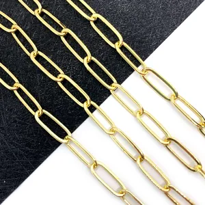 Copper Paperclip Chain Gold Plated Oval Link Chain For DIY Jewelry Making Findings Necklace Bracelet Craft Accessory