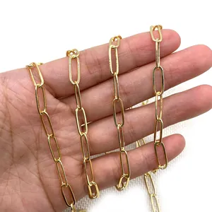 Catena a graffetta in rame dorato con maglie ovali 5x14mm per gioielli fai da te