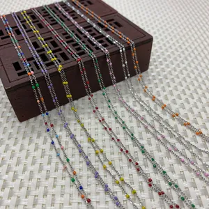 Catene in acciaio inossidabile argento con perle di smalto colorate per gioielli DIY